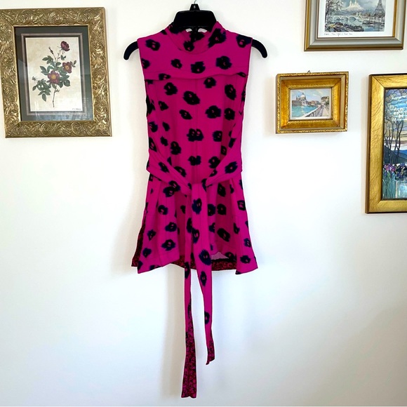 Proenza Schouler Hot Pink Ikat Mock Neck Top - Picture 4 of 16